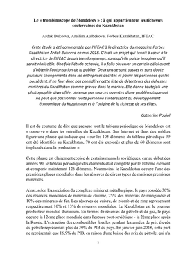 À Qui Appartiennent Les Richesses Souterraines Du Kazakhstan