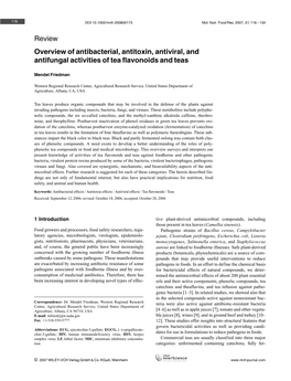 Overview of Antibacterial, Antitoxin, Antiviral, and Antifungal Activities of Tea Flavonoids and Teas