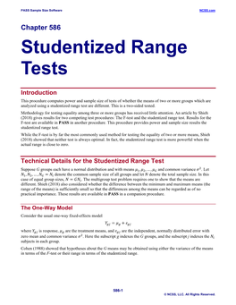 Studentized Range Tests