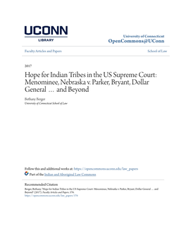 Hope for Indian Tribes in the US Supreme Court: Menominee, Nebraska V