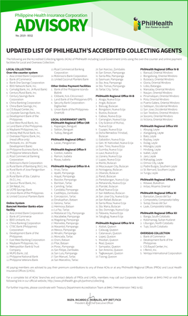 Updated List of Philhealth's Accredited Collecting Agents