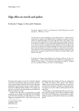 Edge Effect on Weevils and Spiders