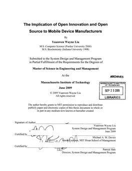 The Implication of Open Innovation and Open Source to Mobile Device Manufacturers