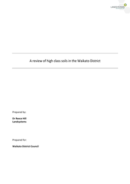 A Review of High Class Soils in the Waikato District