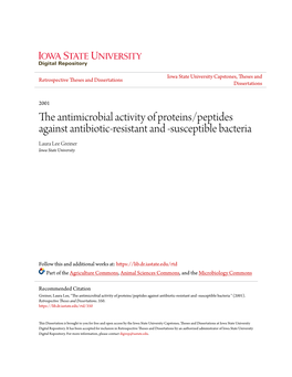 The Antimicrobial Activity of Proteins/Peptides Against Antibiotic-Resistant and -Susceptible Bacteria