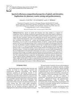 Spectral Reflectance-Compositional Properties of Spinels and Chromites: Implications for Planetary Remote Sensing and Geothermometry