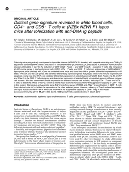 T Cells in (Nzbx NZW) F1 Lupus Mice After Tolerization with Anti-DNA Ig Peptide