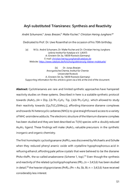 Aryl-Substituted Triarsiranes: Synthesis and Reactivity