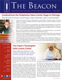 The Beacon Newsletter of the Lumen Christi Institute for Catholic Thought Spring 2018