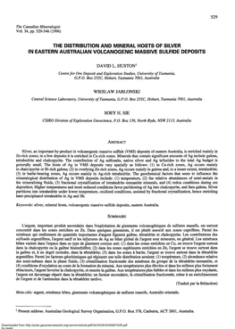 The Distribution and Mineral Hosts of Silver in Eastern