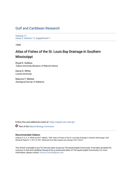 Atlas of Fishes of the St. Louis Bay Drainage in Southern Mississippi