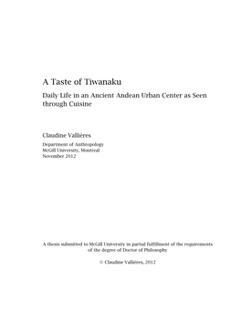 A Taste of Tiwanaku