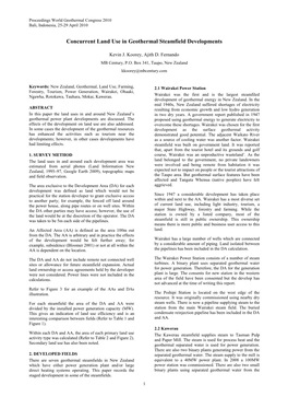 Concurrent Land Use in Geothermal Steamfield Developments