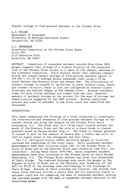 Channel Storage of Fine-Grained Sediment in the Potomac River