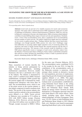 Sustaining the Growth of Sme Beach Resorts: a Case Study of Perhentian Island