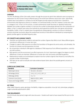 Understanding Variation in Human Skin Color Activity Educator Materials