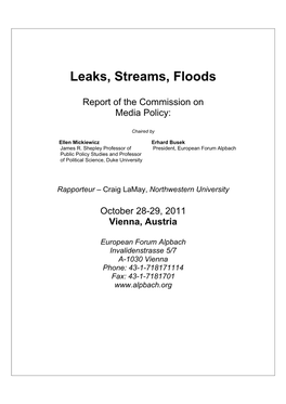 Leaks, Streams, Floods