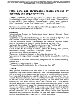 False Gene and Chromosome Losses Affected by Assembly and Sequence Errors