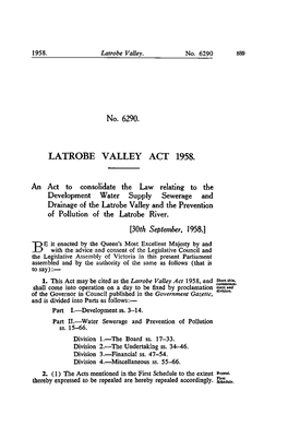 No. 6290. LATROBE VALLEY ACT 1958
