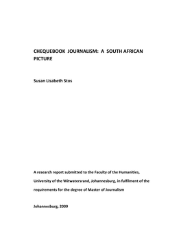 Chequebook Journalism: a South African Picture