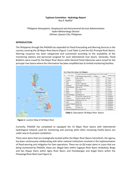 Typhoon Committee - Hydrology Report Roy A