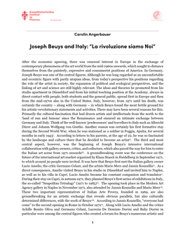 Joseph Beuys and Italy: “La Rivoluzione Siamo Noi”