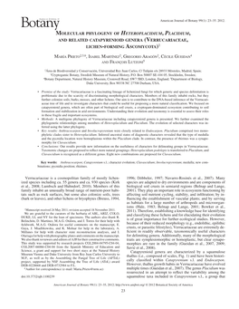23 Verrucariaceae Is a Cosmopolitan Family of Mostly Lichen