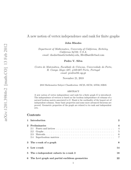 A New Notion of Vertex Independence and Rank for Finite Graphs