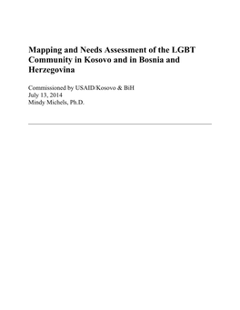 Mapping and Needs Assessment of the LGBT Community in Kosovo and in Bosnia and Herzegovina