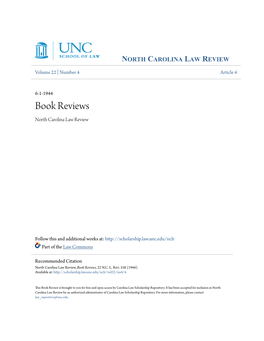 Book Reviews North Carolina Law Review