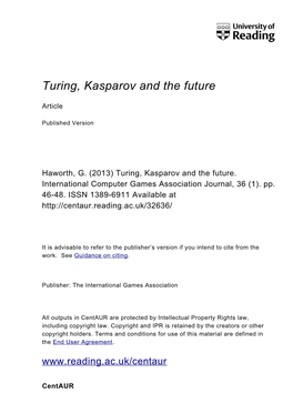 Turing, Kasparov and the Future