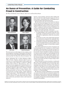 A Guide for Combating Fraud in Construction by Wayne Deflaminis, Sara P