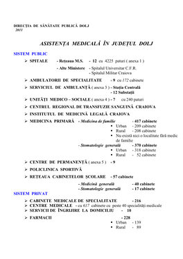 Asistenţa Medicală În Judeţul Dolj