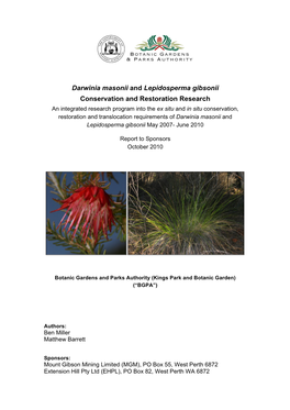 Darwinia & Lepidosperma Conservation & Restoration