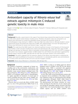 Antioxidant Capacity of Nitraria Retusa Leaf Extracts Against Mitomycin C-Induced Genetic Toxicity in Male Mice Wagdy K