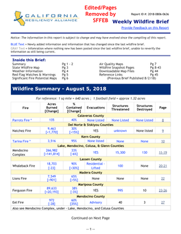 Carr Fire YES 33-42 [+33,136] [+6%] 1,229 1,604 Tuolumne County Donnell Fire * 6,000 2% YES 225 None 43