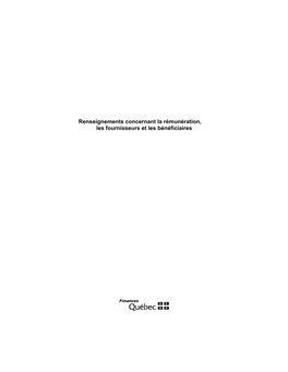 Renseignements Concernant La Rémunération, Les Fournisseurs Et Les Bénéficiaires