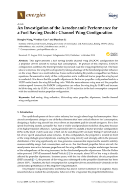 An Investigation of the Aerodynamic Performance for a Fuel Saving Double Channel Wing Conﬁguration