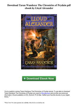 Download Taran Wanderer the Chronicles of Prydain Pdf Book by Lloyd Alexander