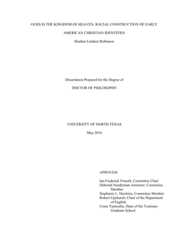 Racial Construction of Early American Christian Identities