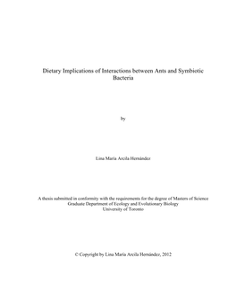 Dietary Implications of Interactions Between Ants and Symbiotic Bacteria