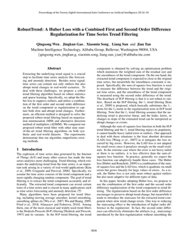 A Huber Loss with a Combined First and Second Order Difference Regularization for Time Series Trend Filtering