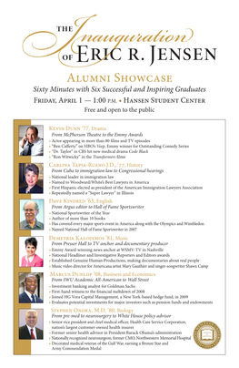 Alumni Showcase Sixty Minutes with Six Successful and Inspiring Graduates Friday, April 1 — 1:00 P