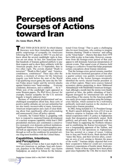 Perceptions and Courses of Actions Toward Iran Jo-Anne Hart, Ph.D