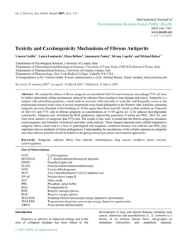 Toxicity and Carcinogenicity Mechanisms of Fibrous Antigorite