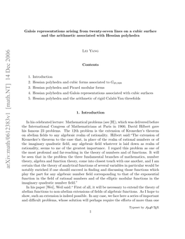 Arxiv:Math/0612383V1 [Math.NT] 14 Dec 2006 N Icl Rbes Hs Ouinwl Ehp Eur T Require Perhaps Will Fa We Solution Case, Whose Any Problems, in Diﬃcult Possible