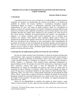 Perspectivas Para O Melhoramento Genético De Bovinos De Corte No Brasil