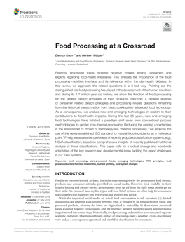 Food Processing at a Crossroad