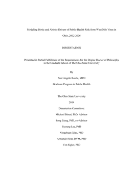 Modeling Biotic and Abiotic Drivers of Public Health Risk from West Nile Virus In