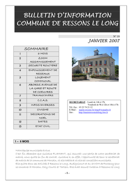 Bulletin D'information Commune De Ressons Le Long